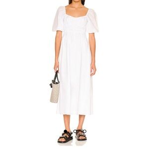 Faithfull the Brand Harmonita Midi Dress White Poplin, size XS